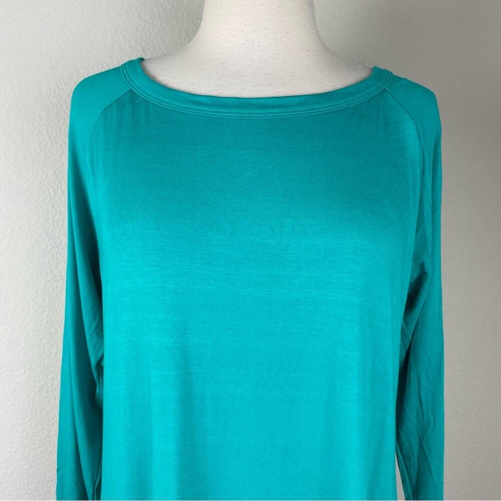 Soft Surroundings Green Stretch Knit Long Sleeve Drape Back Top Large - Picture 10 of 11